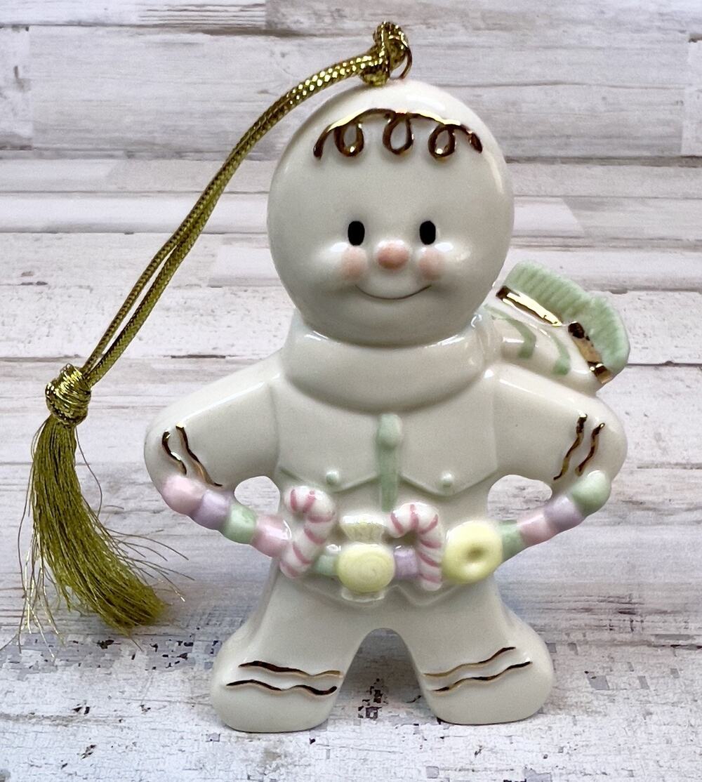 Lenox Spicy and Sweet Gingerbread Man Porcelain Christmas Ornament w Box Undated